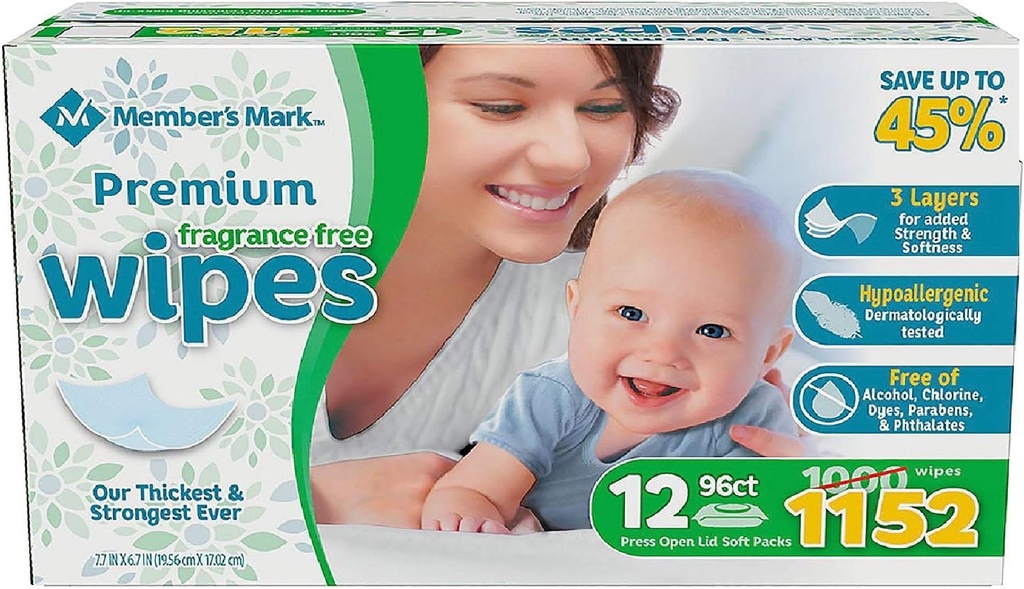 members mark  baby wipes 96